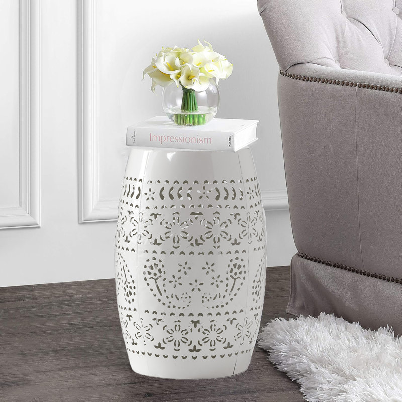 Table d'appoint 12 ", tabouret de jardin décoratif pour table d'appoint moderne, Blanc