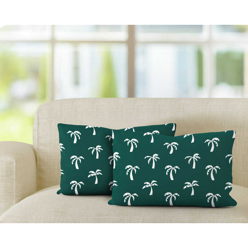 Polyester / Mélange de polyester Housse de coussin rectangulaire intérieure / extérieure lombaire et insert, Émeraude