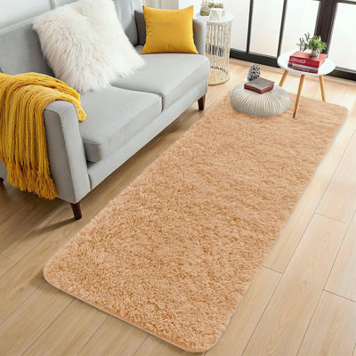 Rectangle 60 cm x 220 cm Faux Fur Flatweave Area Rug