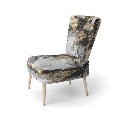 Bliss Minimal Abstract Gold And Black II - Upholstered Abstract Side Chair by Ivy Bronx