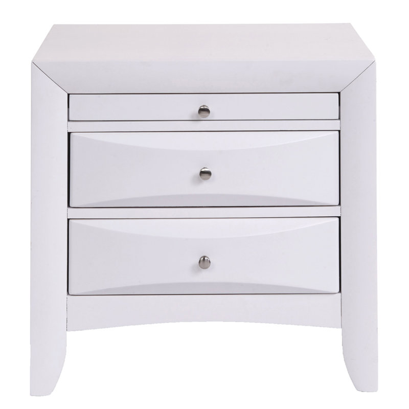 Table de chevet blanche avec 2 tiroirs, Blanc