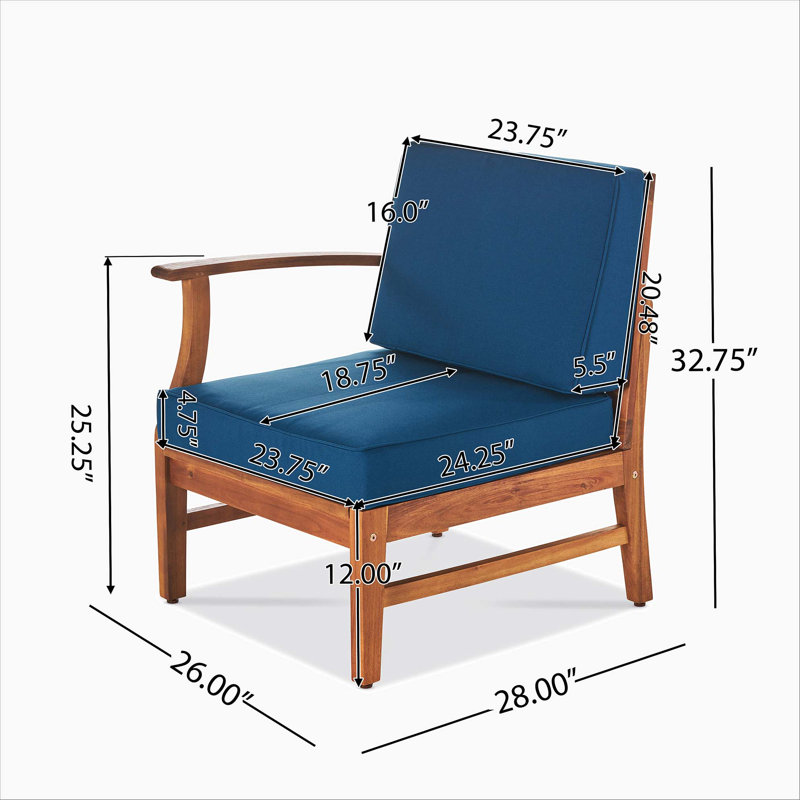 FAUTEUIL GAUCHE PERLA, BLEU, Bleu, Teck