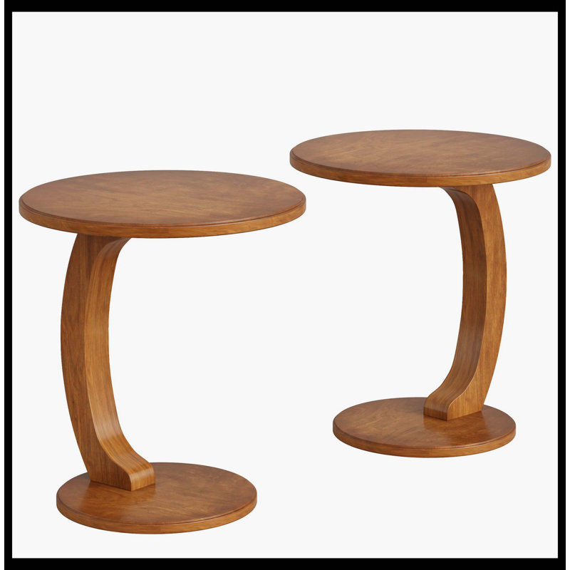 C-Shaped End Table, Round Sofa Side Table For Living Room
