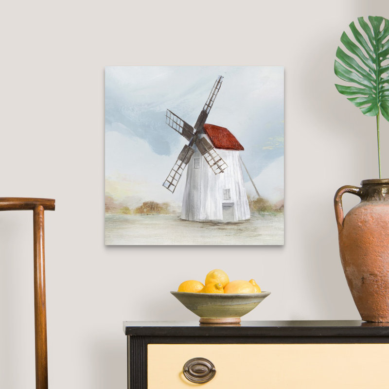 Reproduction d’art sur toile « Red Windmill II » par Isabelle Z, Toile tendue, H 20 po x l 20 po x P 1,25 po