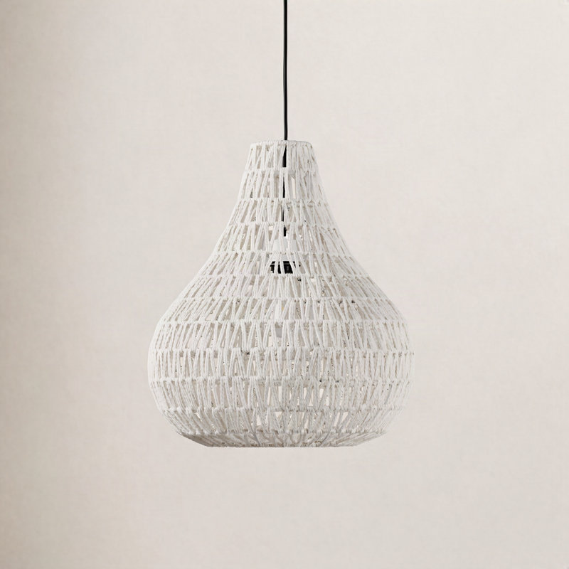 Quaid 1-Light Woven Pendant, White