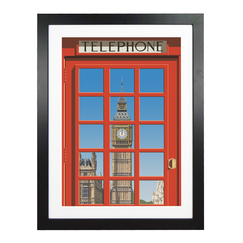 London Telephone Box 12 - Print, Black Framed, 50cm H x 40cm W x 3cm D