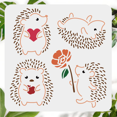 Hedgehog Floral Heart Art Set