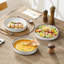 6 Pieces Ceramic Dinnerware Set, Soup Plates, White Poreclain with Black Edge, Service For 6 People