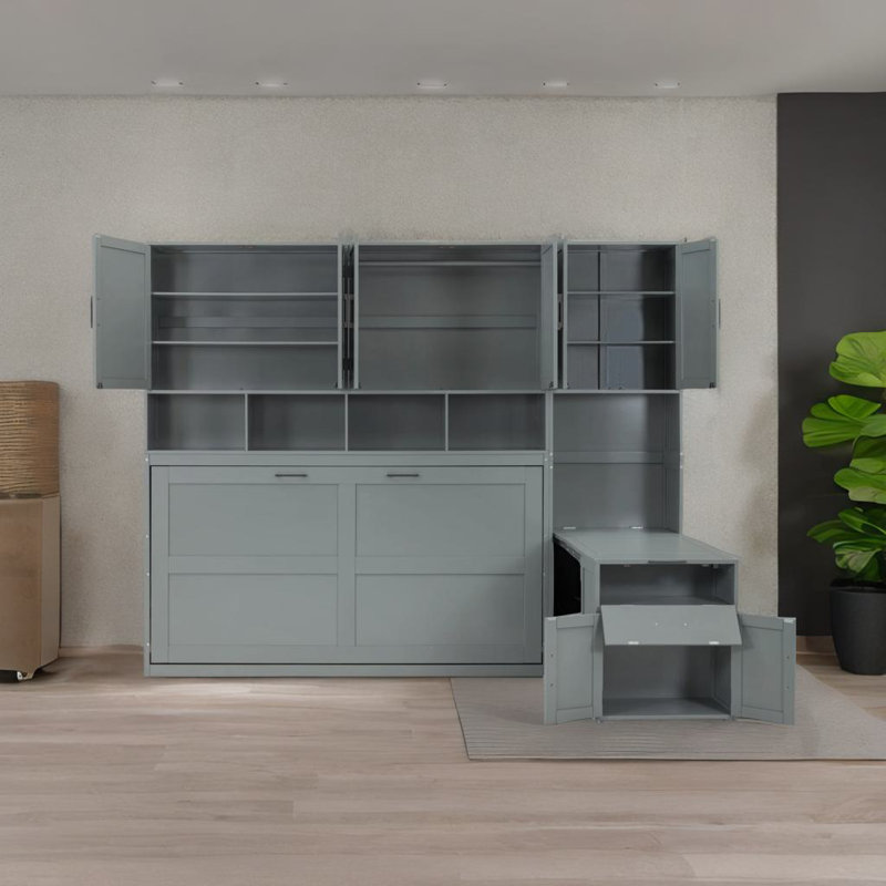 Twin Size Murphy Bed, Gray
