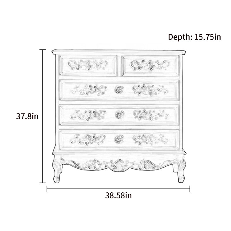 Commode d'appoint 5 tiroirs Vintage, Bleu rétro