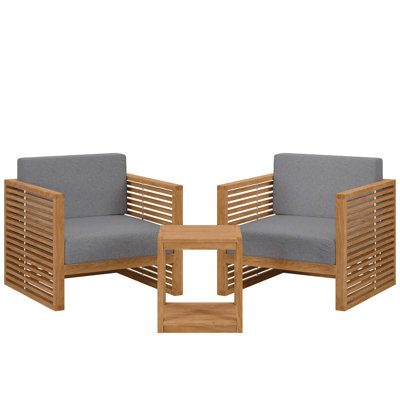  3-Piece Teak Wood Outdoor Patio Outdoor Patio Set