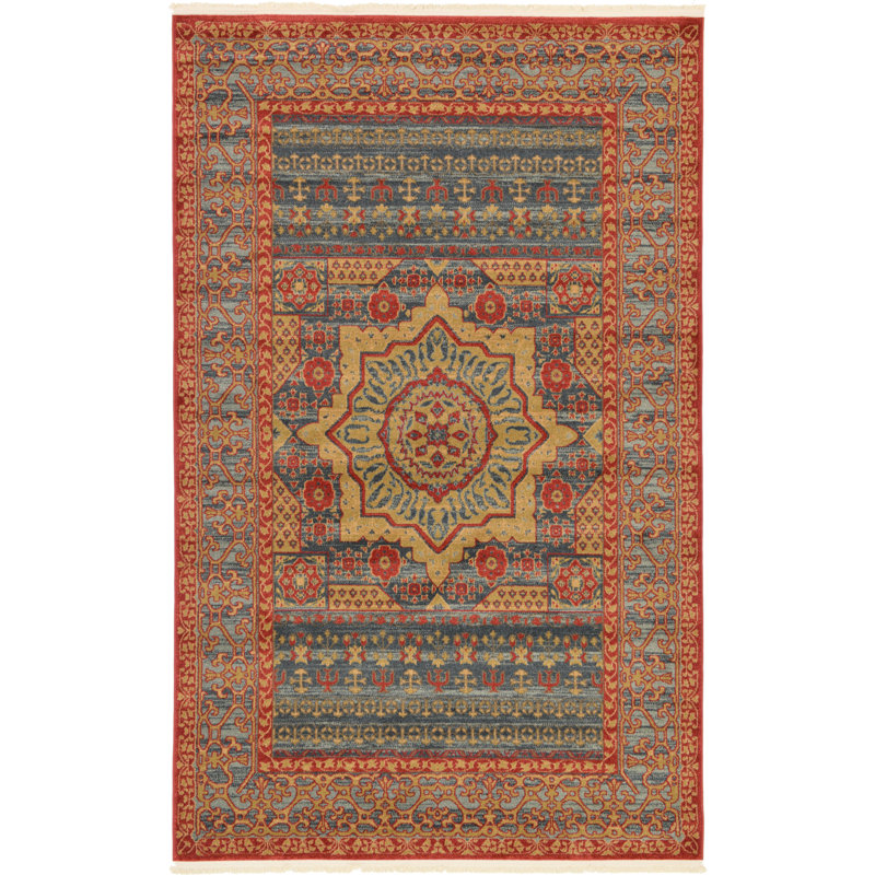 Tapis oriental rouge / beige Ophelia, Rectangle 5 pi 1 po x 8 pi