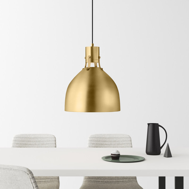 Uma 1-Light Dimmable LED Single Pendant , 19.75" H x 16.5" W x 16.5" D, Burnished Brass