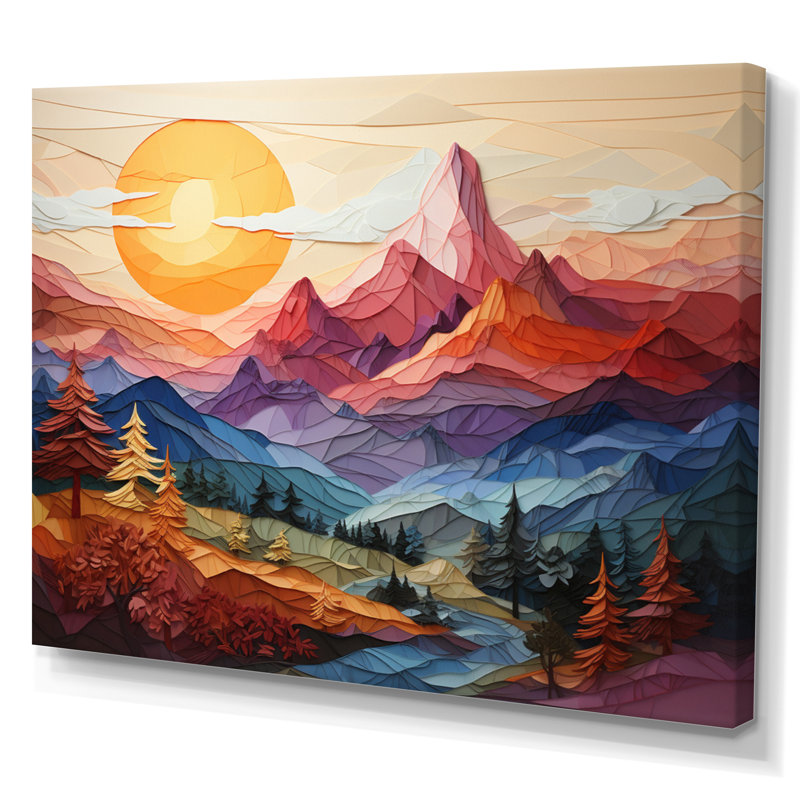 " Colourful Mountains Sharp Peaks II ", Toile tendue, H 16 po x l 32 po x P 1 po