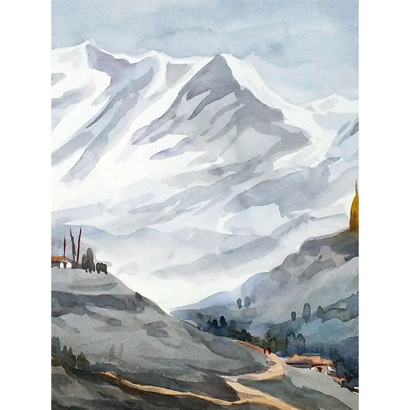 Beauté des pics de l'Himalaya calme | Aquarelle sur papier | Par Samiran Sarkar