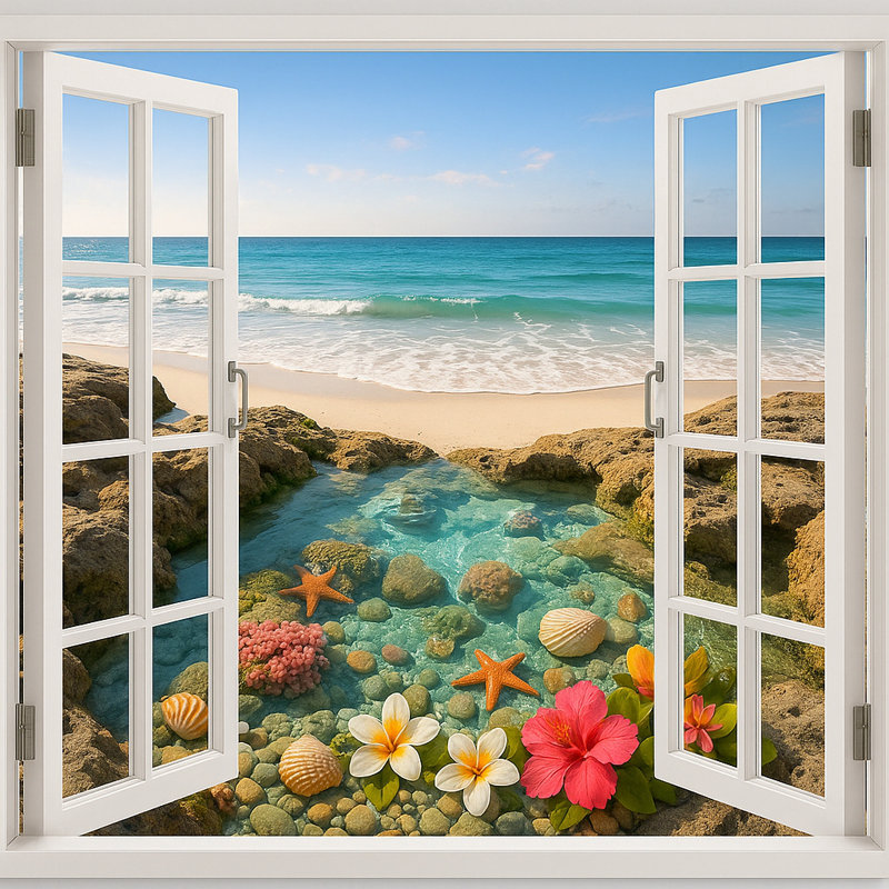 Tide Pool Treasures-Cancas, art mural, H 30 po x l 30 po