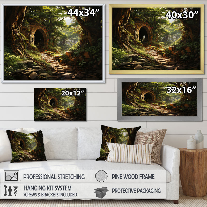 «Green Tunnel Enchanted Forest Earthy I», reproduction sur toile, H 24 po x l 32 po x P 1 po, Toile tendue