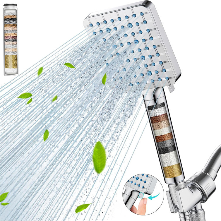 Filtered Shower Head With Handheld, High Pressure 6 Spray Mode Showerhead With Filters, Water Softener Filters Beads For Hard Water - Remove Chlorine - Reduces Dry Itchy Skin