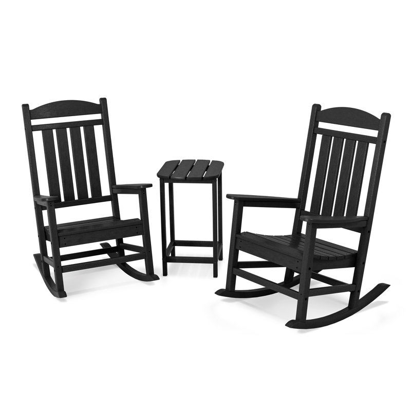 POLYWOOD Presidential Rocker 3-Piece Set, Black