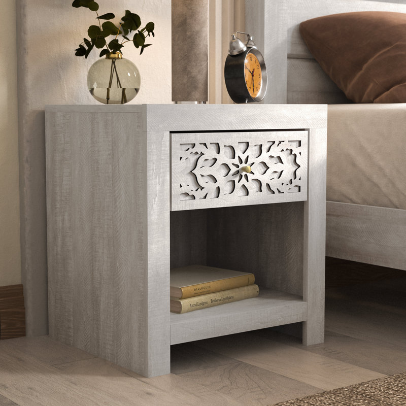 Lukasik 1 Drawer Nightstand, Dusty Gray Oak