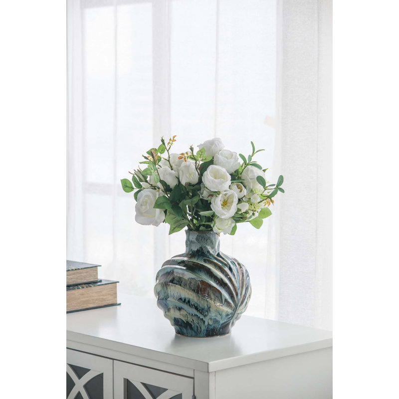 Vase décoratif en céramique émaillée réactive pour présentation décorative et arrangements floraux