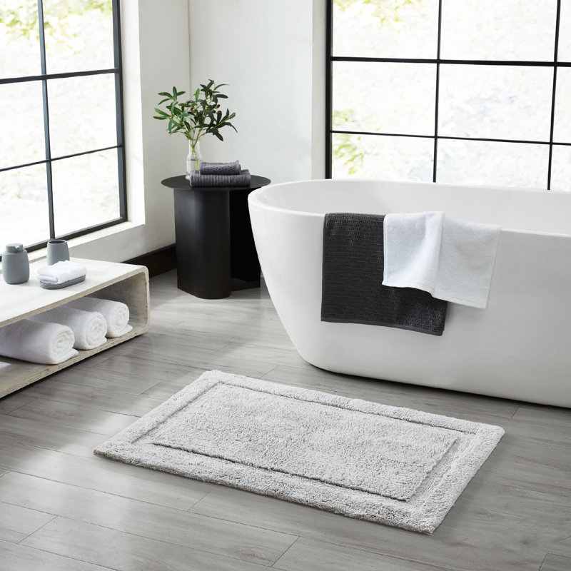 Rane Plush Cotton Bath Mat, 20"W x 32"L, Soft Gray