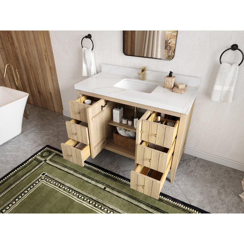 Chêne d'Atlanta 48 po X P 22 po Meuble-lavabo simple en D, Palissandro