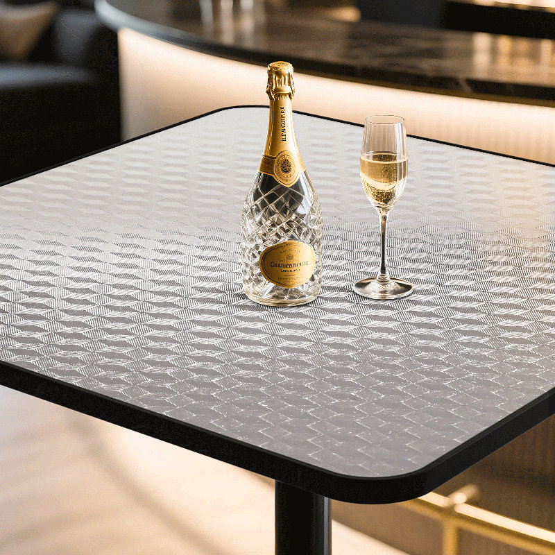 Bistro Pub Table Square Adjustable Height Cocktail Bar Table with Metal Base and Wooden Table Top, 31.5" W x 31.5" L, Silver