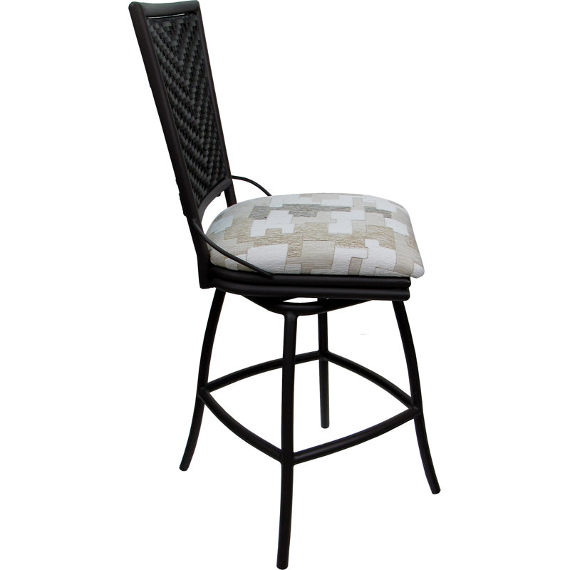 Tabouret de bar d'extérieur d'intérieur 26 po sans accoudoirs, Noir, Blanc