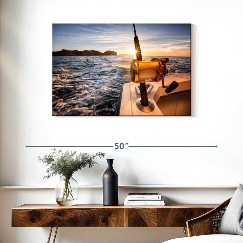 Pêche en haute mer à Senne, H 24 po x l 36 po