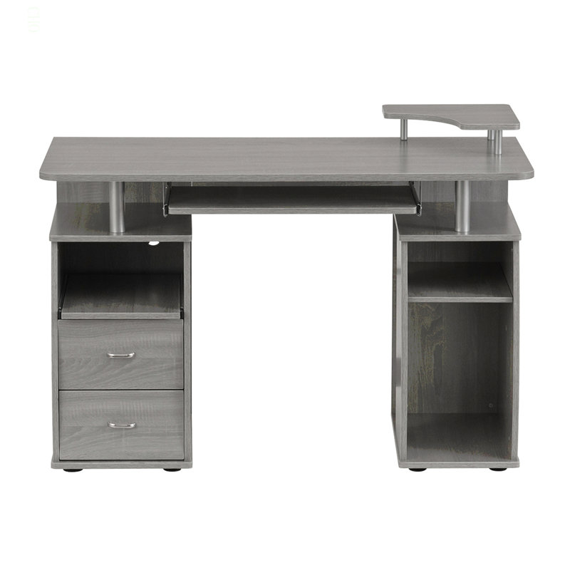 Bureau d'ordinateur complet avec rangement, Gris