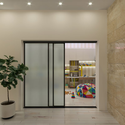 3 Panel Frosted Glass Sliding Closet