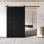 Porte de grange 4-en-1 avec ensemble de quincaillerie d'installation 4-en-1 fini et non assemblée Homacer noir 48 po x 80 po, rail de 9 pi, usage intérieur seulement