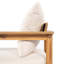 Canapé d'extérieur en forme de L en bois d'acacia, finition teck clair avec coussin beige