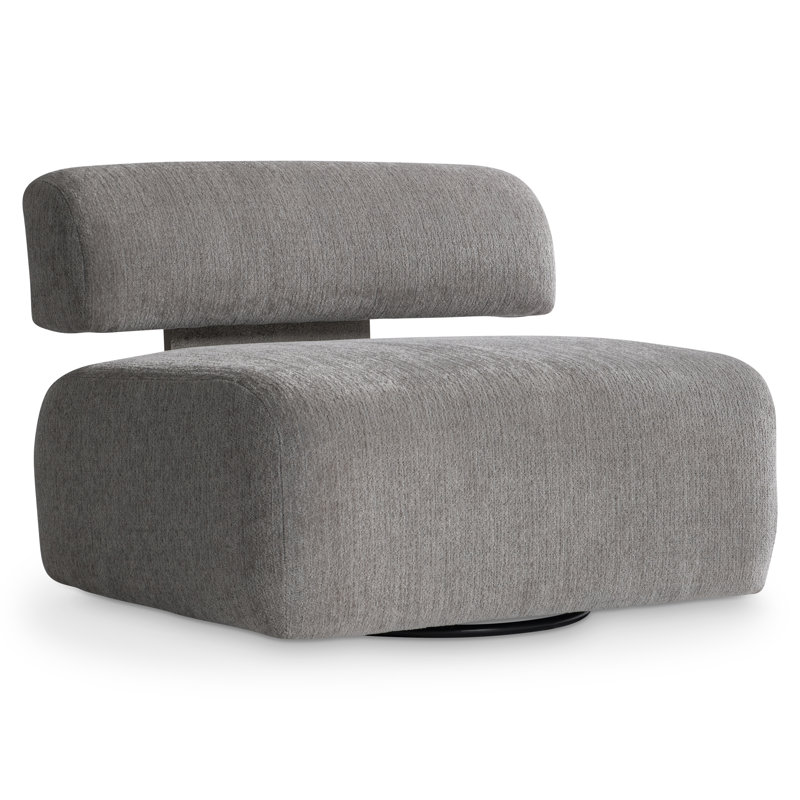 Fauteuil pivotant en tissu Paley - Sur mesure, Crème chenille 1345-002