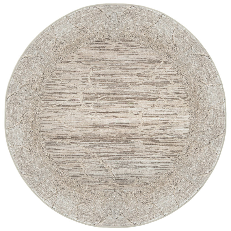  Tapis abstrait Davide 1229 - motif transitionnel moderne, texture douce haute-basse, Rond 5 pi 3 po