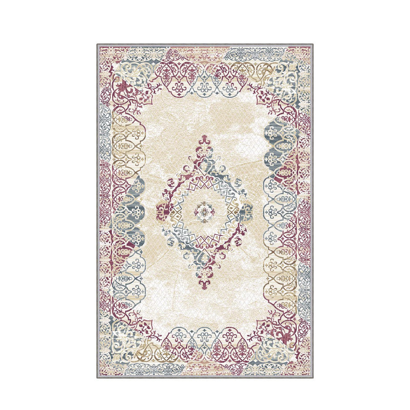 Luxurious Woven Area Rug, 5.9 x 9.2 ft, 100% Polyester, Antibacterial | Non-Slip PVC Felt Dot Underside, 0.3 in Pile Height | Machine Washable, 3D Digital Print, Perfect for Living Room & Bedroom Décor