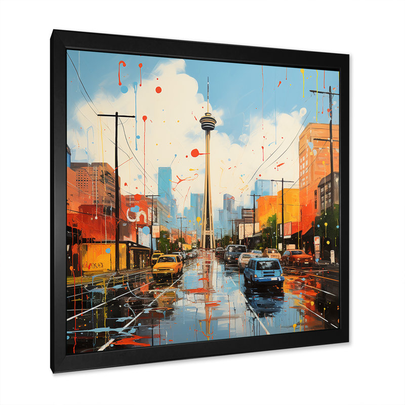Paysage urbain d'Atlanta, coucher de soleil I - art mural d'Atlanta, Black Picture Framed, 16" H x 16" W