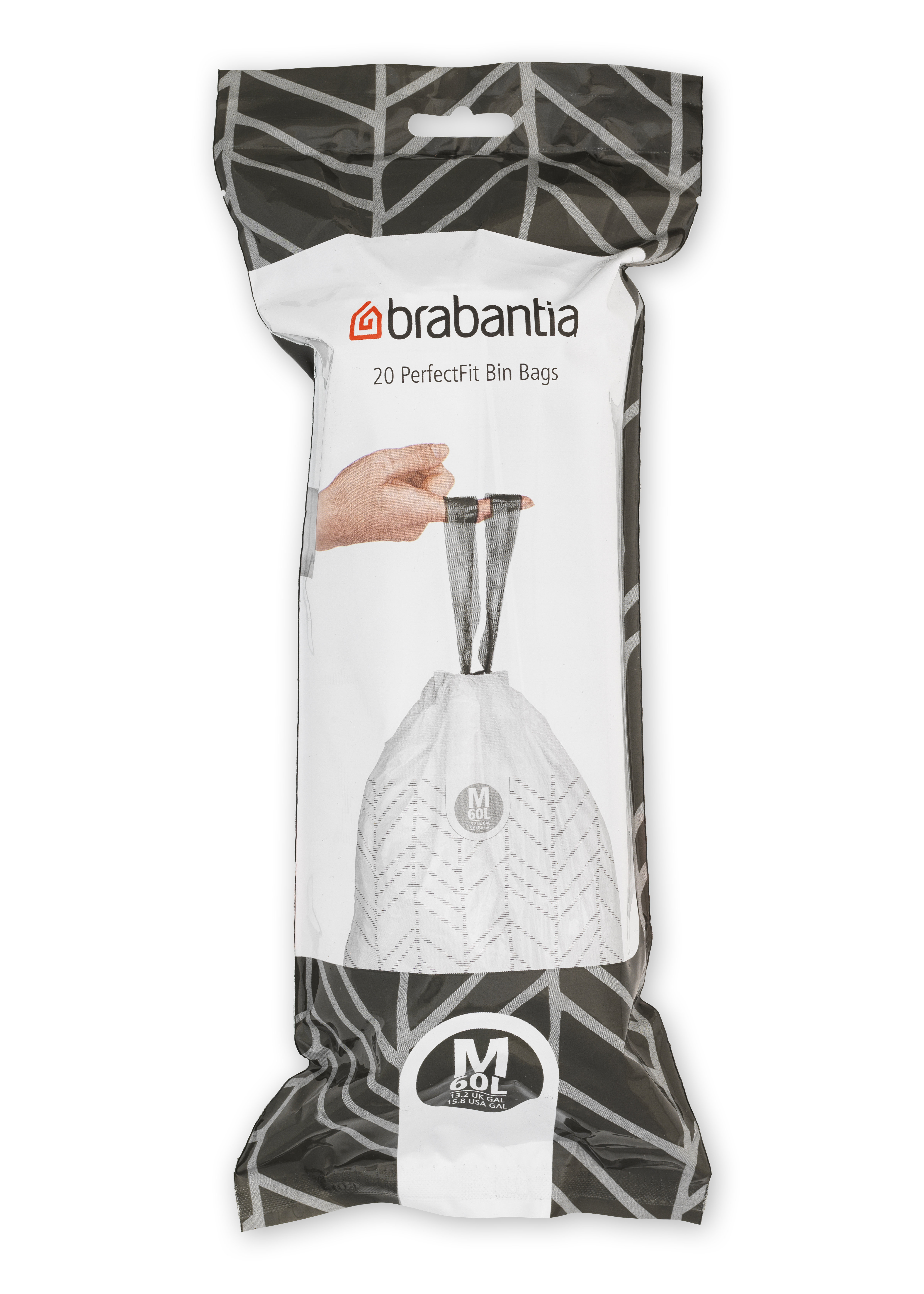 Brabantia PerfectFit Trash Bags, Code W, 1.3 Gallons, 5 Liter, 200