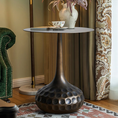 Elivra Iron Pedestal End Table by Dakota Fields