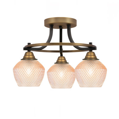 Paramount 3 Light Semi-Flush Shown In Matte Black & New Age Brass Finish With 6" Amber Textured Glass