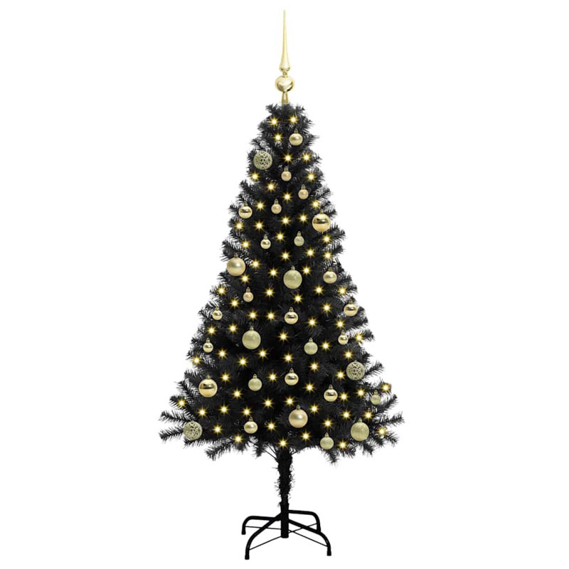 Christmas Tree with 150 LEDs with Stand PVC, Gold, 4.92' H