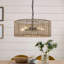 Lustre suspendu en rotin naturel 5 lumières avec abat-jour panier tissé à la main Luebbert