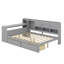 Lit de jour en bois en L avec sept armoires de rangement et deux tiroirs, lit multifonctionnel avec table d'étude-115146803-115146807