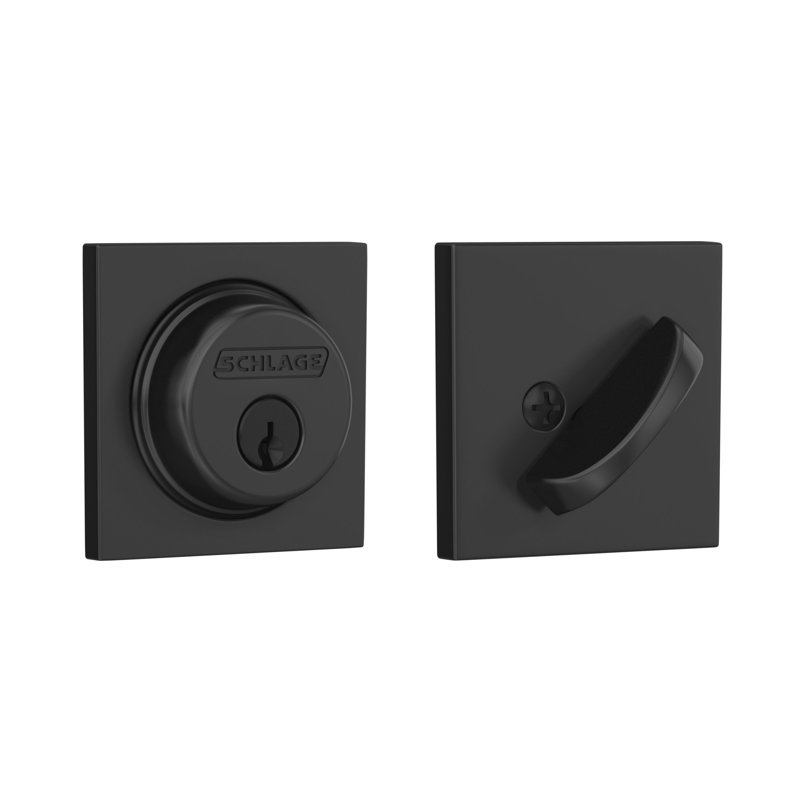 Single Cylinder Deadbolt with Collins Trim, Matte Black