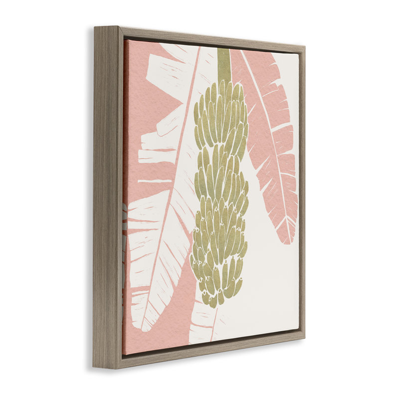 Cadre flottant Banana Bunch au milieu de feuilles roses, design par Yuyu Pont, H 18 po x l 18 po