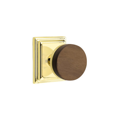 Ensemble de boutons de passage Emtek Select avec rosette Wilshire et tige conique, bouton en noyer foncé (CF)