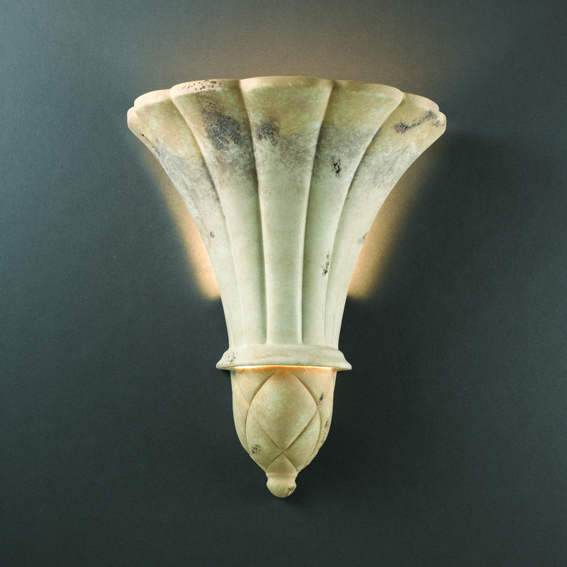 Amalio Ceramic Flush Mounted Sconce, White Crackle