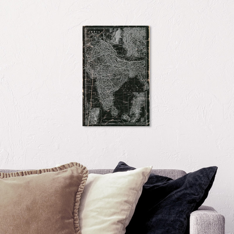 « inde 1892 map », impression sur toile, H 15 po x l 10 po, Toile tendue