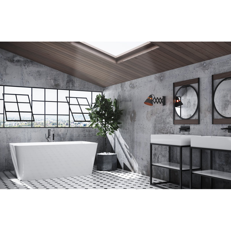 Bandon 59" x 32" Freestanding Soaking Solid Surface Bathtub, Matte White